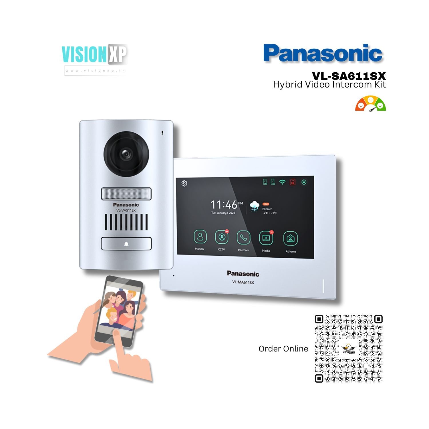 Panasonic VL-SA611SX Hybrid Video Door Phone Kit + Mobile Apps Access Panasonic VL-SA611SX Hybrid Video Door Phone Kit + Mobile Apps Access